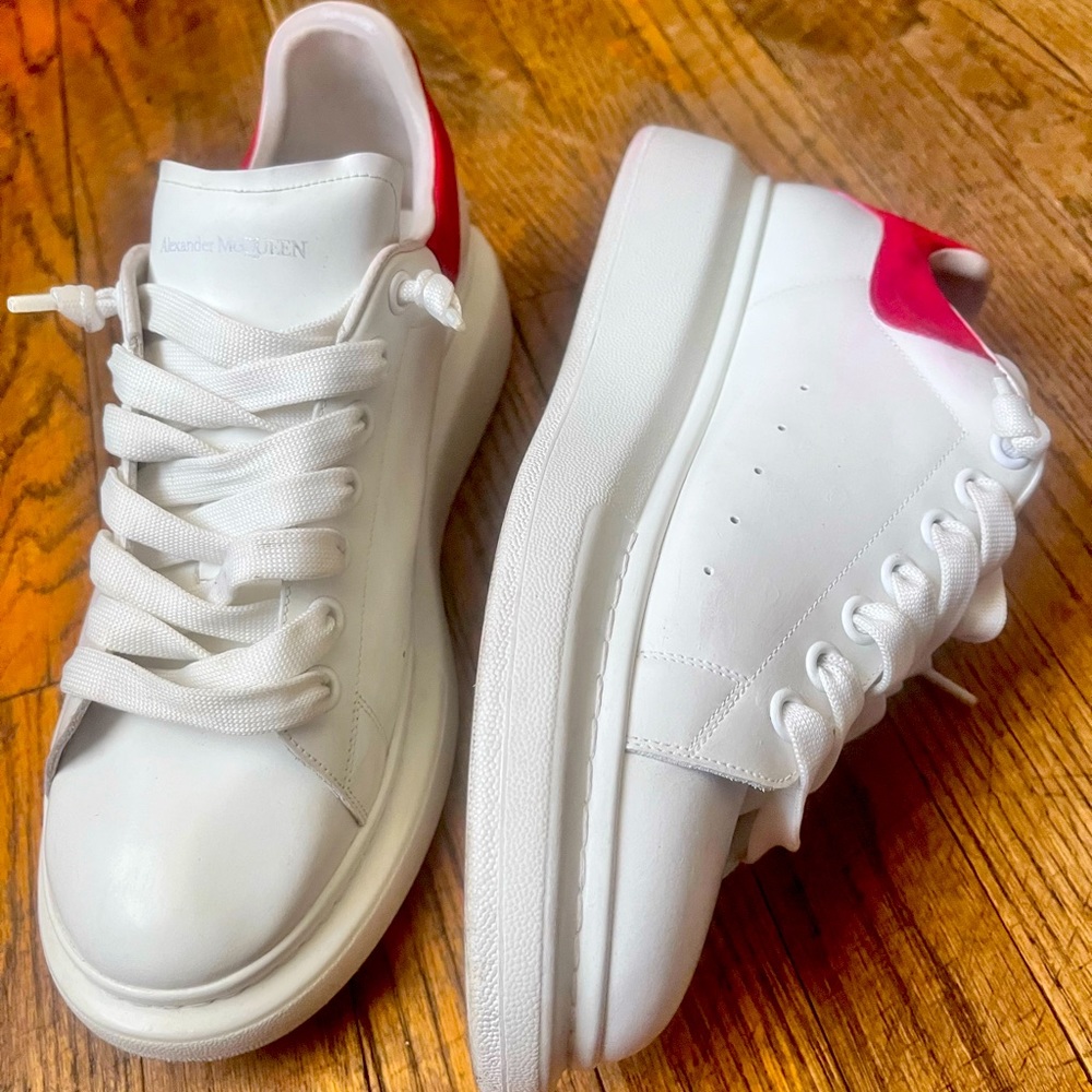 Alexander McQueen Red/White Designer Sneaker - Picture 1 of 5